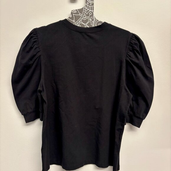 NWT THE DROP women's black puff sleeve top L - Picture 4 of 6